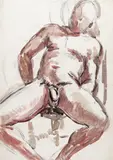 Seated Male Nude Watercolour and charcoal on paper laid on canvas 56 x 37cm Provenance: Julian Lax, Hampstead, London by Duncan Grant, Watercolour and charcoal on paper laid on canvas, sold Feb 2018