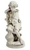 A 19th century Italian carved marble figure of a boy, seated on a tree stump, holding a key, and with a heraldic shield, the base signed 'P by Pietro Bazzanti, sculpture, sold Jan 2018
