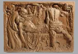 A large early 20th century plaster cast relief of the Entombment of Christ, with a terracotta painted finish, 85.3 x 119cm by Frank Brangwyn, sculpture, sold Jan 2018