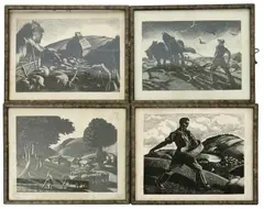 Ploughing by Clare Leighton, print (other), sold Dec 2017