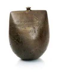 1990, incised signature and date 22cm by Peter Hayes, Bronze raku bottle form, sold Dec 2017