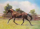 Turned Loose Signed and dated 75 Oil by John Skeaping, Oil on canvas, sold Nov 2017