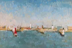 Calais, 1977 Signed with initials Oil on canvasboard 19 x 29cm Provenance: Michael Parkin Fine Art Ltd., London, 14th February 1978, No by Ann Shrager, Oil on canvasboard, sold Nov 2017