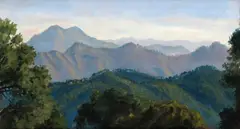 Kasauli Hills [India] Signed, titled and dated October '97 verso Oil on board 67 x 30cm Provenance: The Maas Gallery, London, 26th May 1999, No by Tobit Roche, Oil on board, sold Nov 2017