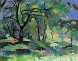 Wooded landscape after Cezanne Signed Oil on canvas 61 x 76cm Provenance: Lots 126-166 The Property of a Gentleman- by Robert Moore, Oil on canvas, offered Nov 2017