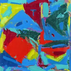 Circle on a spit Signed by Anthony Frost, Acrylic on paper with collage, sold Nov 2017