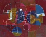 Abstract design Signed verso Oil by Paul Mount, Oil on canvas, unframed, sold Nov 2017