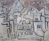 Middle Eastern village Signed and dated 1985 verso Oil by Paul Mount, 1985, Oil on canvas, sold Nov 2017