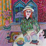 The Clairvoyant Signed Oil on canvas 80 x 80cm Provenance: ClarkArt Ltd., Manchester, 29th September 2009 Lots 214-231 The Property of a lady ++Good condition by Fred Yates, Oil on canvas, sold Nov 2017