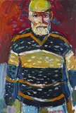 Self portrait in a baseball cap Signed Oil on canvas 72 x 49cm Provenance: Lots 214-231 The Property of a lady ++Good condition by Fred Yates, Oil on canvas, offered Nov 2017
