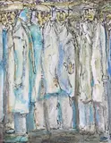 A queue by John Thompson, Mixed media, sold Nov 2017