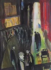 Street scene, Group Series 2932 Signed Mixed media 74 x 54cm Provenance: The Catto Gallery, London, No by John Thompson, Mixed media, sold Nov 2017