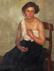 Portrait of a seated lady Signed Oil by Frigyes Frank, Oil on canvas, sold Nov 2017