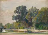 Versailles Palace terrace Signed and inscribed Versailles Oil on panel 26 x 36cm Provenance: Artist's label verso ++Good condition - by Frederick Samuel Beaumont, Oil on panel, offered Nov 2017