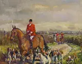 Heading to the Meet Signed Oil on canvas 41 x 51cm; 16 x 20in ++Unlined, good condition - by Michael Lyne, Oil on canvas, offered Nov 2017