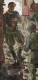 Russian soldiers at Stalingrad by Michael Ryasnyanskiy, Oil on canvasboard, sold Nov 2017