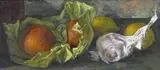 Still life of lemons and oranges Signed with initials and dated 46 by Leonard Appelbee, Oil on canvasboard, sold Nov 2017