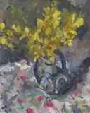 Still life of daffodils Signed Oil on canvas 46 x 38cm ++Very slight push to canvas upper right, good condition by John Yardley, Oil on canvas, offered Nov 2017