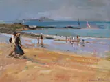 Afternoon walk, St by Jane Corsellis, Oil on board, sold Nov 2017