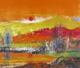 Sunrise in Galway Signed, inscribed verso Oil on board 50 x 59cm - by John Houston, Oil on board, sold Nov 2017