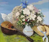 Fleur et mandoline Signed Oil on canvas 46 x 55cm Provenance: Catalogue raisonné No by Marcel Dyf, Oil on canvas, offered Nov 2017