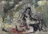 Mother and child, 1950 Signed Oil on board 15 x 20cm ++Good condition - by George Hammond Steel, Steel, sold Nov 2017