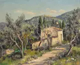 Country villas in Provence by Lucien Potronat, oil on canvas, sold Nov 2017