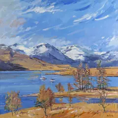 Early snows Loch Arklet Signed Oil on canvas 92 x 92cm Provenance: Thompson Gallery, London ++Good condition by Robert Kelsey, Oil on canvas, sold Nov 2017