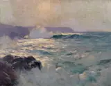 Sunlight on the shore Signed Oil by Edmund George Fuller, Oil on canvas, sold Nov 2017