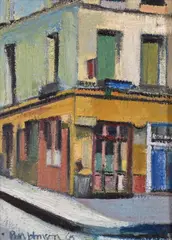 Paris café Signed and dated 68 Oil by Ben Johnson, Oil on canvas, sold Nov 2017