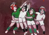 England versus Ireland Signed, also inscribed verso A surprise painting! Oil on canvas 33 x 46cm- by Fred Yates, Oil on canvas, sold Nov 2017