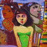The Music Recital Signed and dated 93 Oil on canvas 25.5 x 25.5cm ++Good condition by Joe R. Hargan, Oil on canvas, sold Nov 2017