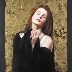 Icon No by Gerard M. Burns, Oil and gold leaf on canvas, sold Nov 2017