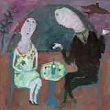 A man of knowledge Signed Oil on board 38 x 38cm ++Good condition by Susan Bower, Oil on board, sold Nov 2017