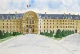 Le Palais des Invalides, Paris Signed Pen by David Gentleman, Pen, ink and watercolour, sold Nov 2017