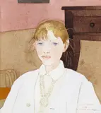 Portrait of a young lady Signed, dated 1986 and inscribed For Wanda and Mark Watercolour 29 x 26.25cm ++A few fox marks otherwise good condition - by John Napper, 1986, Watercolour, offered Nov 2017