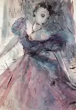 Portrait of a lady in evening dress; Two dancers Two, both signed with initials Both pen by Elinor Bellingham-Smith, ink and watercolour, sold Nov 2017