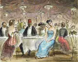 Charity Ball at the Auberge des Pyramides, Cairo Signed with initials (faint) Pen by Edward Ardizzone, Pen, ink and watercolour, sold Nov 2017