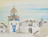 The Browning's Church, Hydra Signed, titled and dated 23 October 1990 Watercolour over pencil 32 x 41cm ++In good condition by Rex Savidge, Watercolour over pencil, offered Nov 2017