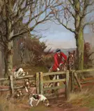 Through the gate Signed Watercolour with bodycolour on buff paper 33 x 28cm ++Good condition - by Thomas Ivester Lloyd, Watercolour with bodycolour on buff paper, offered Nov 2017