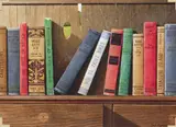 Trompe L'oeil of books; Sunlit interior Two, both signed Both watercolour 32 x 44.5cm and 44.5 x 32cm (2) ++Good condition by Paul Dawson, watercolour, sold Nov 2017