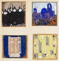 12 studies for larger paintings All signed All Gouache Each 8 x 8cm, in three frames (3) Provenance: A gift from the artist to his nephew, the present owner - by Seif Wanly, Gouache Each, sold Nov 2017