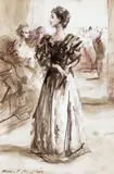 The Reception Signed Pen by Raoul Millais, Pen, ink and wash with chalks, sold Nov 2017