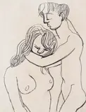 The Lovers With studio stamp verso Pencil 28 by Keith Vaughan, Pencil, sold Nov 2017