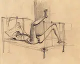 Nuer; Nude on a bed Both pencil 18 x 11cm; 16 x 20cm (2) Provenance: 1 by Keith Vaughan, pencil, sold Nov 2017