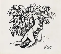 Beach scene by Keith Vaughan, Pen and black ink, sold Nov 2017