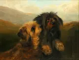 Two terriers in a Highland landscape by George W. Horlor, oil on canvas, sold May 2014