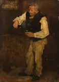 The wine drinker by French School, oil on panel, sold May 2014