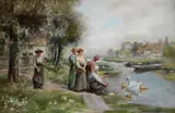 A summer holiday by John Lochhead, oil on canvas, offered May 2014