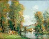 St. Tropez; Riviere l'Erde (a pair) by André des Fontaines, charcoal and bodycolour on buff paper, sold May 2014